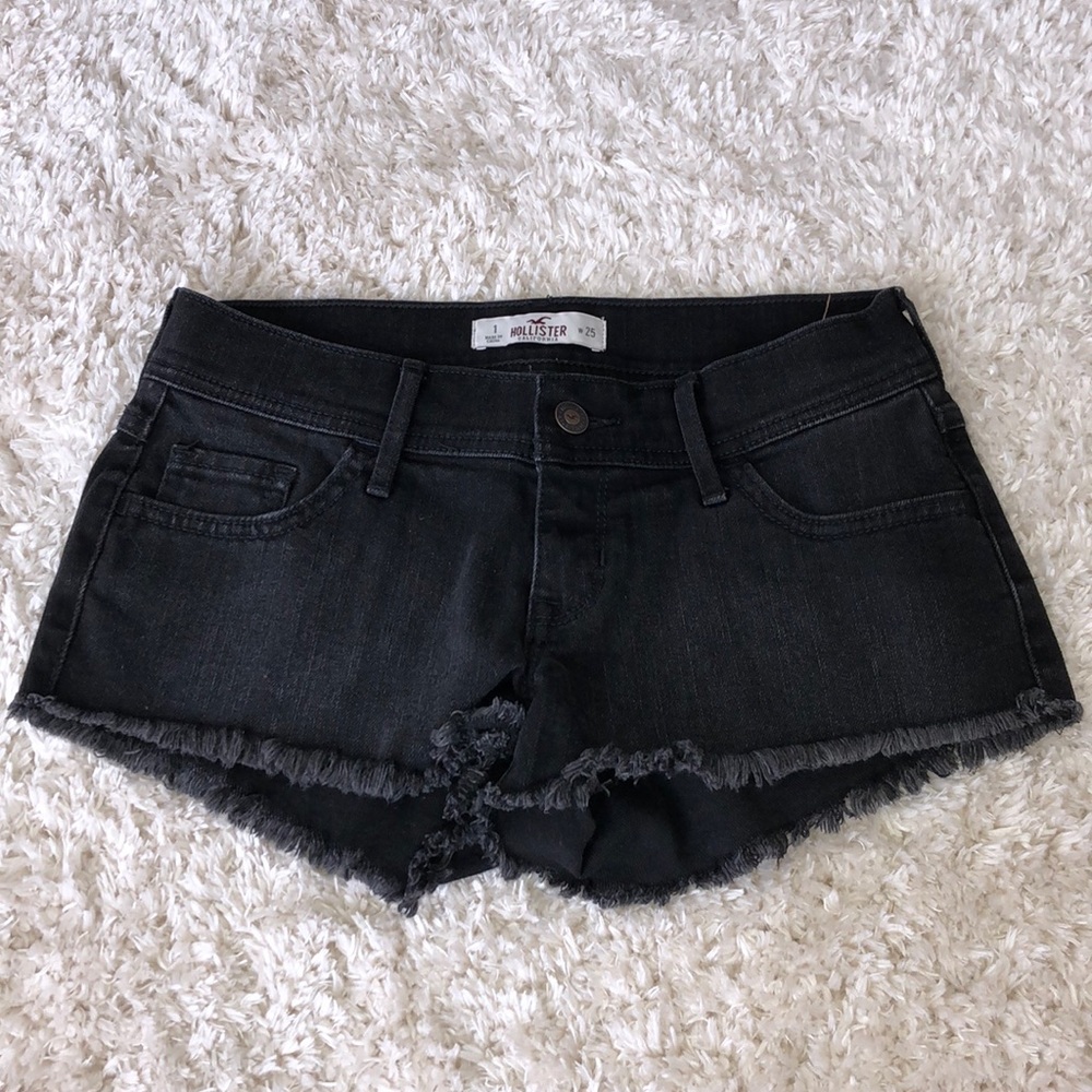 Low waisted black denim shorts